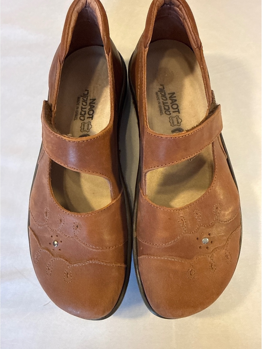 Naot Women's Brown Leather Mary Jane Shoes Size 37 / 6